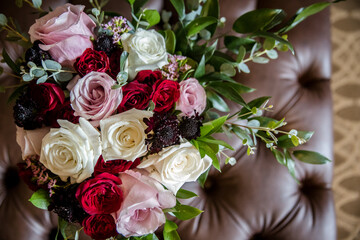 Elegant multi-color rose bridal bouquet