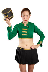 Portrait of a beautiful young woman in parade military dress