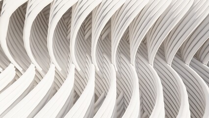 Abstract architecture background white wavy facade 3d render