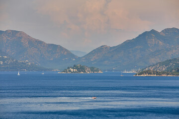 Rocky mountain Islands in the Bay of Marmaris. Seascape