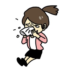 花粉症でくしゃみが止まらない女性サラリーマンのイ