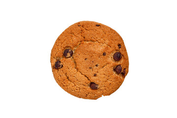 oatmeal cookies with chocolate pieces isolated on white background