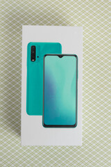 White cell phone box on the background