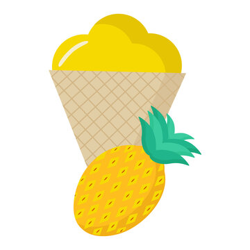 Pineapple ice cream on a white background for clipart design