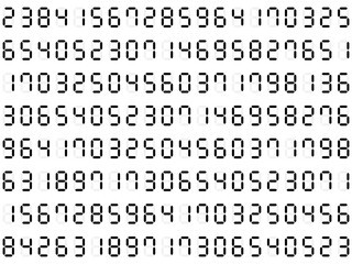 デジタル数字ランダムパターン背景：黒