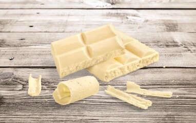 White chocolate squares set. Small pieces. Package design elements