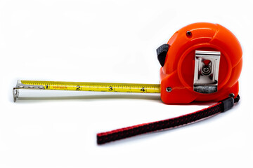 Tape measure in centimeters and inches on a white background