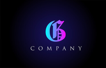 Obraz premium G vintage pink blue letter alphabet design. Creative logo icon template for business and company