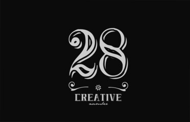 Obraz premium 28 number logo icon with black and white colors. Creative vintage template for company adn business