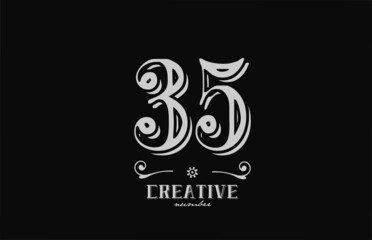 Obraz premium 35 number logo icon with black and white colors. Creative vintage template for company adn business