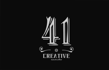41 number logo icon with black and white colors. Creative vintage template for company adn business