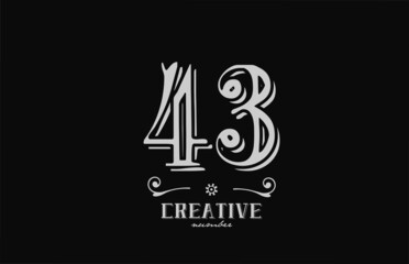 43 number logo icon with black and white colors. Creative vintage template for company adn business