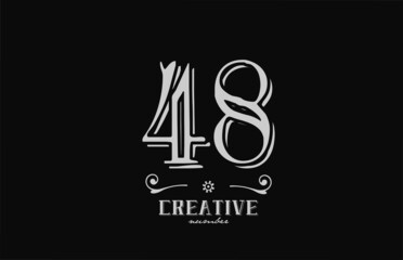 48 number logo icon with black and white colors. Creative vintage template for company adn business