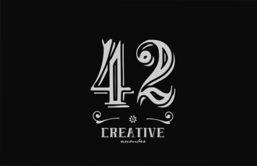 42 number logo icon with black and white colors. Creative vintage template for company adn business
