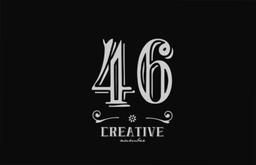 46 number logo icon with black and white colors. Creative vintage template for company adn business