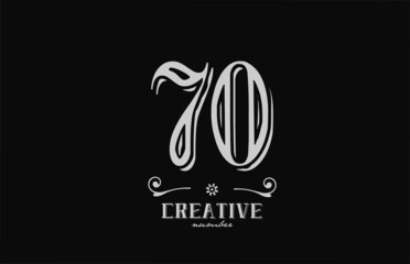 70 number logo icon with black and white colors. Creative vintage template for company adn business