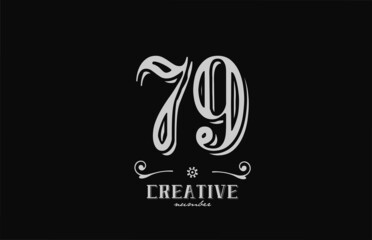 79 number logo icon with black and white colors. Creative vintage template for company adn business