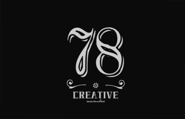 78 number logo icon with black and white colors. Creative vintage template for company adn business