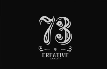 73 number logo icon with black and white colors. Creative vintage template for company adn business