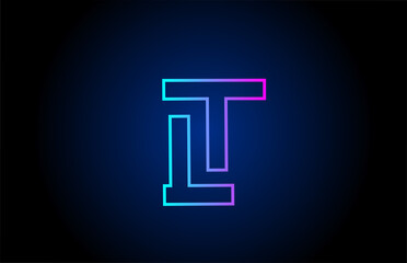 I alphabet letter logo design icon with line. Creative template for company and business in pink blue colors