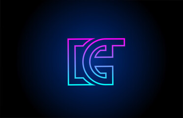 K alphabet letter logo design icon with line. Creative template for company and business in pink blue colors