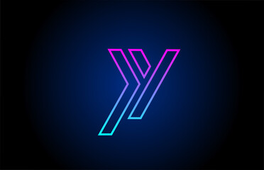Y alphabet letter logo design icon with line. Creative template for company and business in pink blue colors