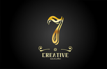 7 gold number logo icon design. Creative template for company and business