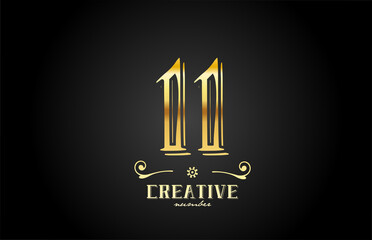 11 gold number logo icon design. Creative template for company and business