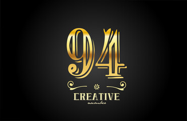 94 gold number logo icon design. Creative template for company and business