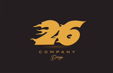 26 yellow number icon logo design. Creative template for business and company