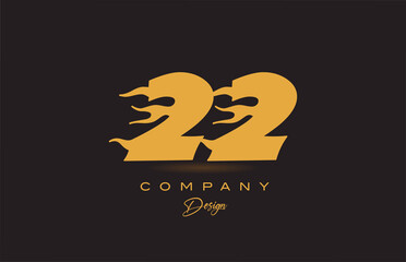 Fototapeta na wymiar 22 yellow number icon logo design. Creative template for business and company