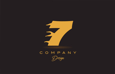 7 yellow number icon logo design. Creative template for business and company