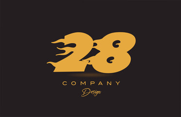 28 yellow number icon logo design. Creative template for business and company