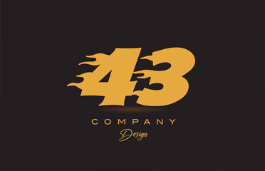 43 yellow number icon logo design. Creative template for business and company