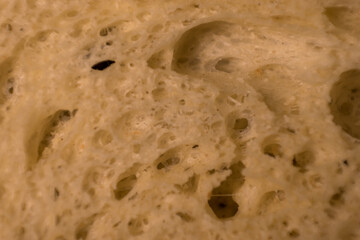 Close up of toast texture on a black wooden table 