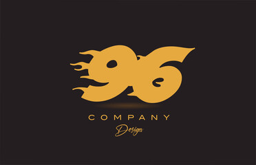 96 yellow number icon logo design. Creative template for business and company