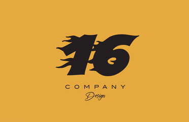 yellow 16 number logo icon design. Creative template for company