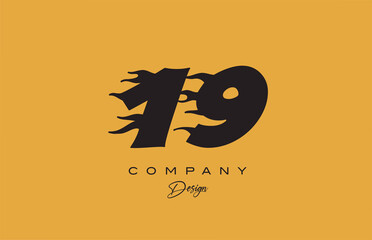 yellow 19 number logo icon design. Creative template for company