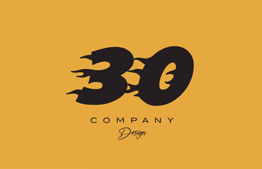 yellow 30 number logo icon design. Creative template for company