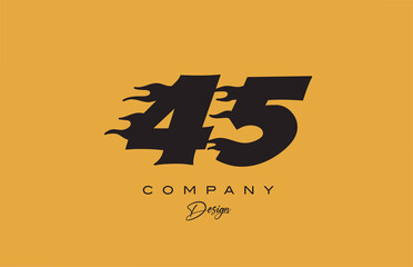 yellow 45 number logo icon design. Creative template for company