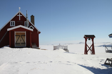 Small Church in a settlement in Greenland © Morten