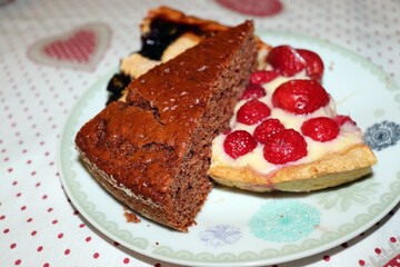The Trio Cake slices