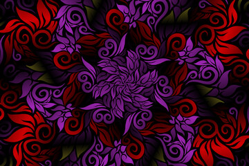 seamless colourful caleidoscope gradient flower art pattern of indonesian traditional tenun batik ethnic dayak ornament for wallpaper ads background sticker or clothing
