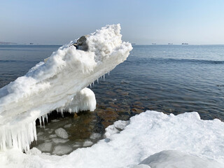 Vladivostok, Sea of Japan near Sobol Bay in winter