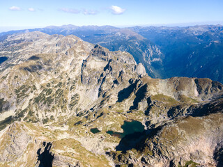 Aerial view of Rila Mountain near Malyovitsa peak, Bulgaria