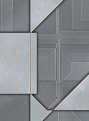 Layered panels. Futuristic abstract wallpaper. Geometric technological reflective background.3D metallic texture. Spaceship  pattern surface.