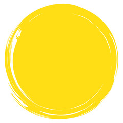 Circle brush stroke vector isolated on white background. Yellow enso zen circle brush stroke. For stamp, seal, ink and paintbrush design template. Grunge hand drawn circle shape, vector illustration