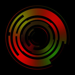 Fototapeta premium Futuristic hud interface element. Abstract geometric background. Graphic illustration of digital technology isolated on black background.Tech clipart.
