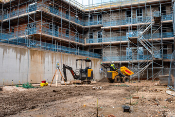 Construction works in progress at new residential building site