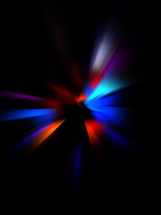 Cool background of moving glowing lights. Vibrant colorful portal template for your design. Light rays and glow particles in motion forming a wormhole shape.